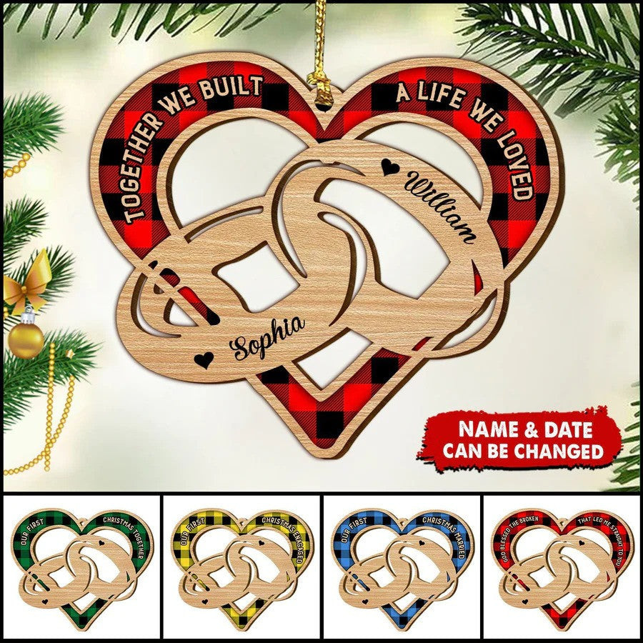 Personalized Ring Couple Ornament Together we built a life we Loved Wood Ornament for Wife