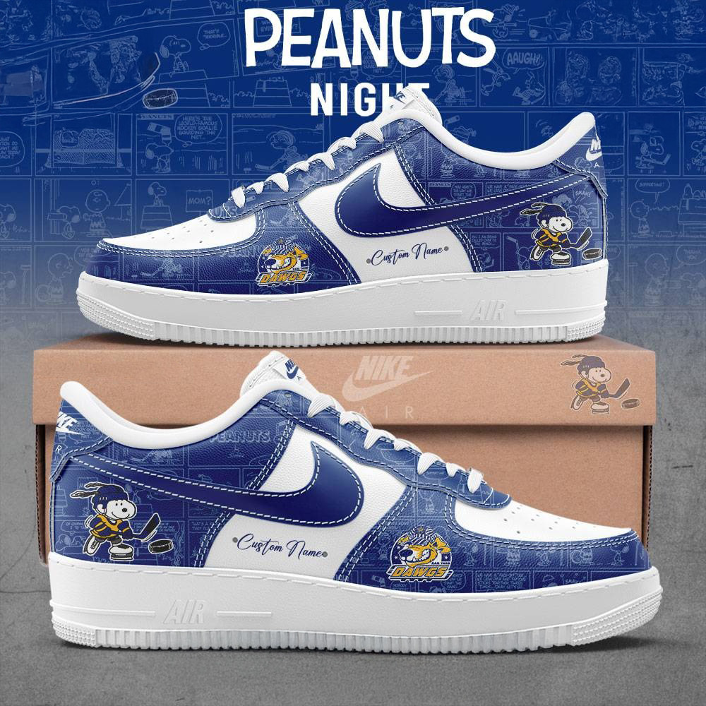 Personalized Roanoke Dawgs Anniversary of Peanuts Air Force 1 Shoes Fans Gifts