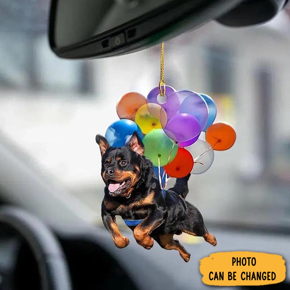 Personalized Rottweiler Dog Fly With Bubbles Car Hanging Ornament Custom Christmas Ornament Gift Idea
