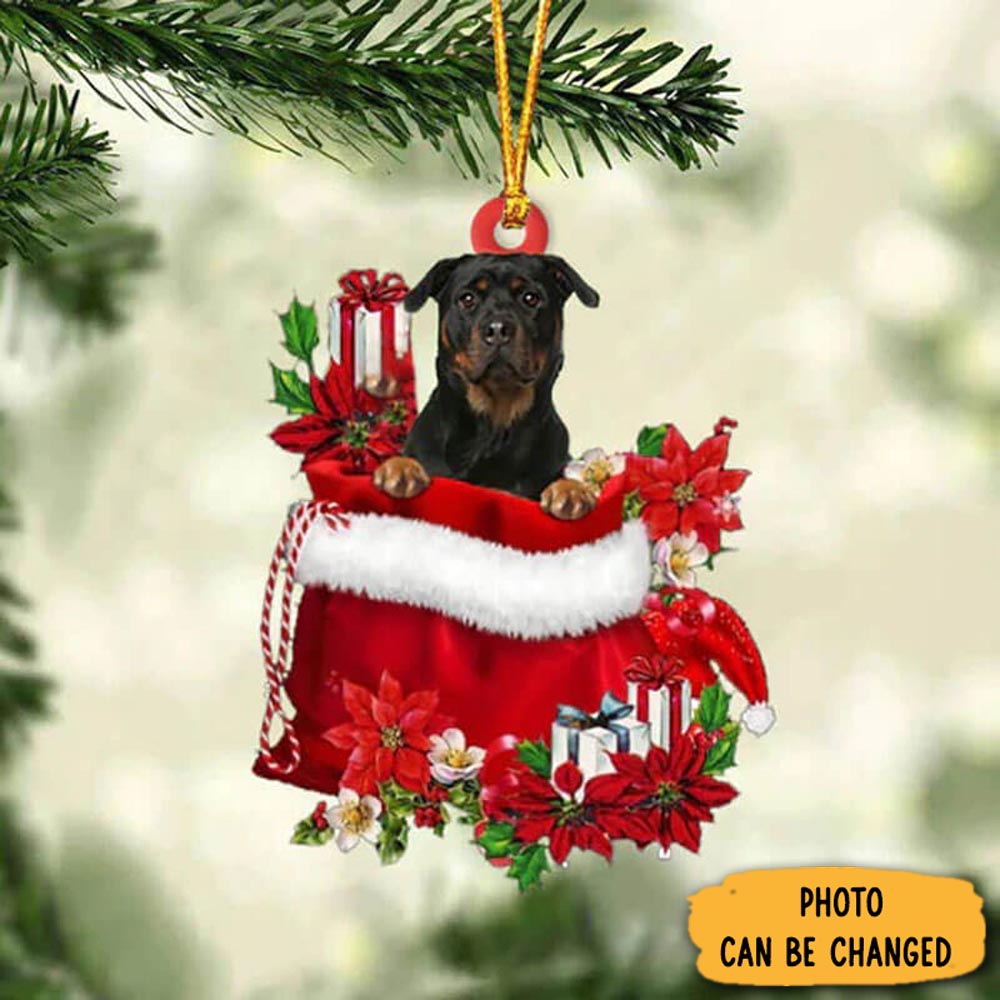 Personalized Rottweiler In Gift Bag Christmas Ornament Heartfelt Ornament Gift For Mom