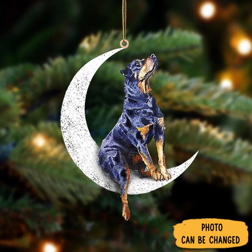 Personalized Rottweiler Sit On The Moon Ornament Elegant Tree Ornament Decoration