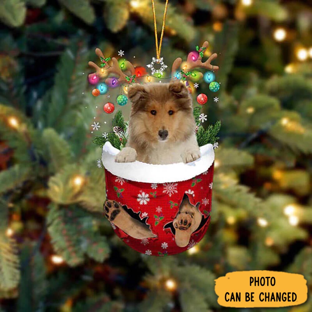 Personalized Rough Collie In Snow Pocket Christmas Ornament Perfect Christmas Ornament Gift