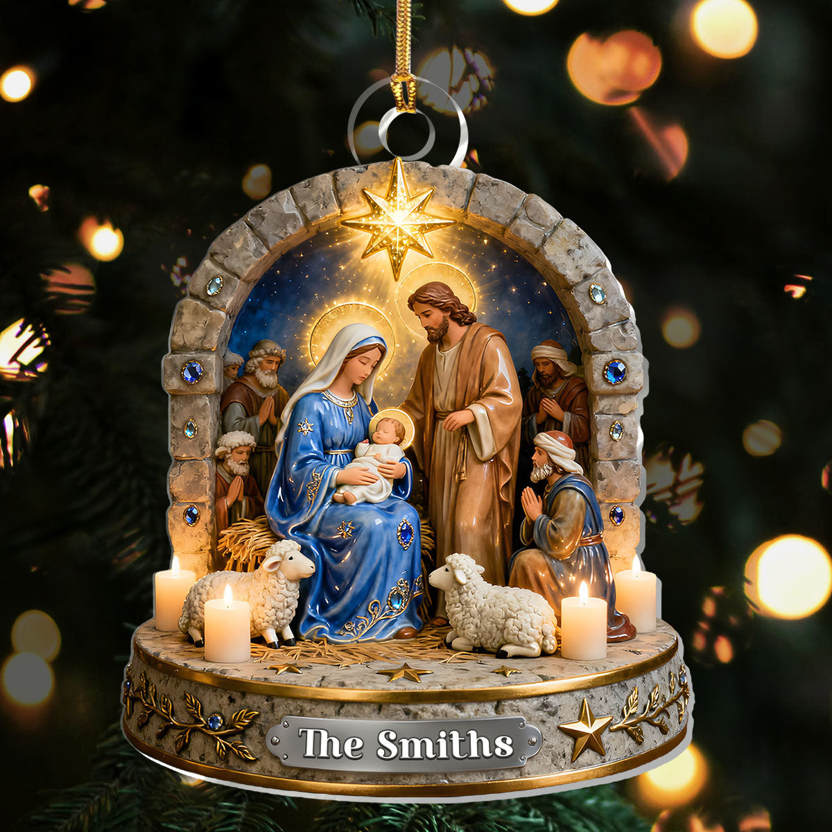 Personalized Sacred Night Nativity Christmas Ornament Christian Keepsake Xmas Presents