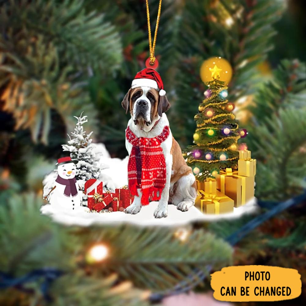 Personalized Saint Bernard Christmas Ornament Lovely Holiday Ornament Display