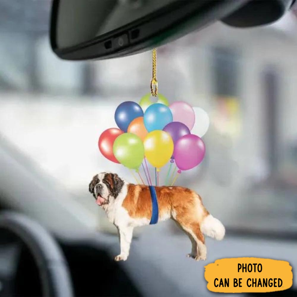 Personalized Saint Bernard Fly With Bubbles Car Hanging Ornament Thoughtful Valentine Ornament Gift