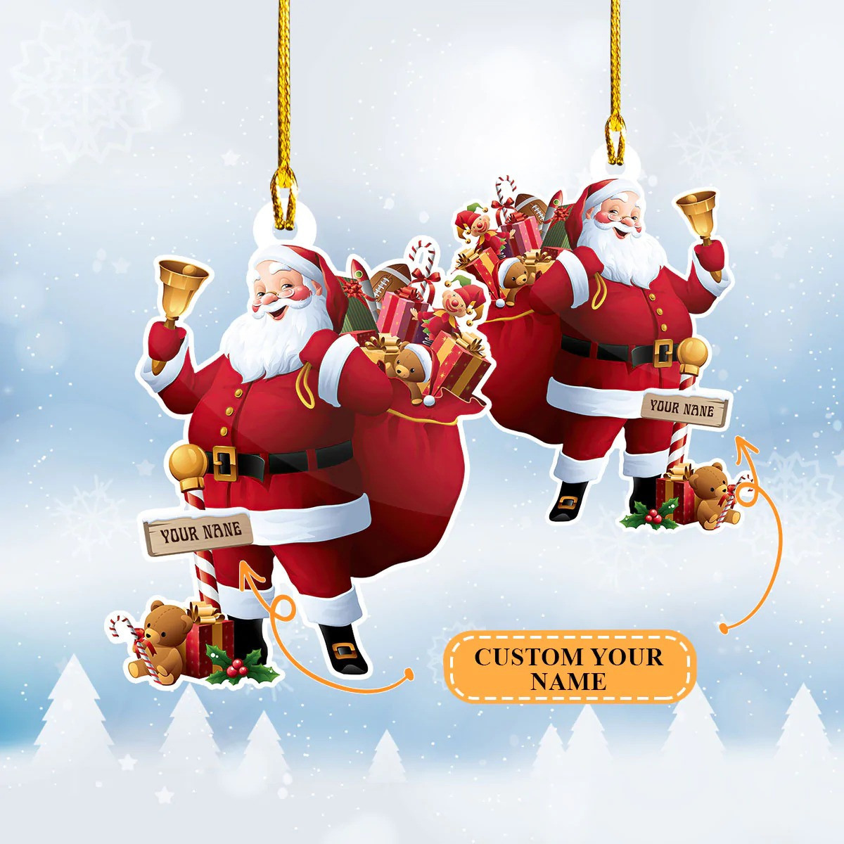 Personalized Santa Claus Christmas Ornament 2024 Hanging Santa Claus Decoration