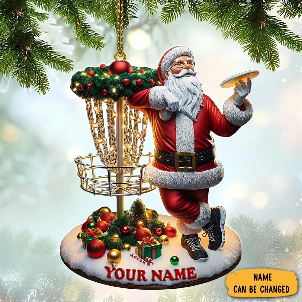 Personalized Santa Claus Disc Golf Basket Christmas Ornament Sport Themed Xmas Gifts