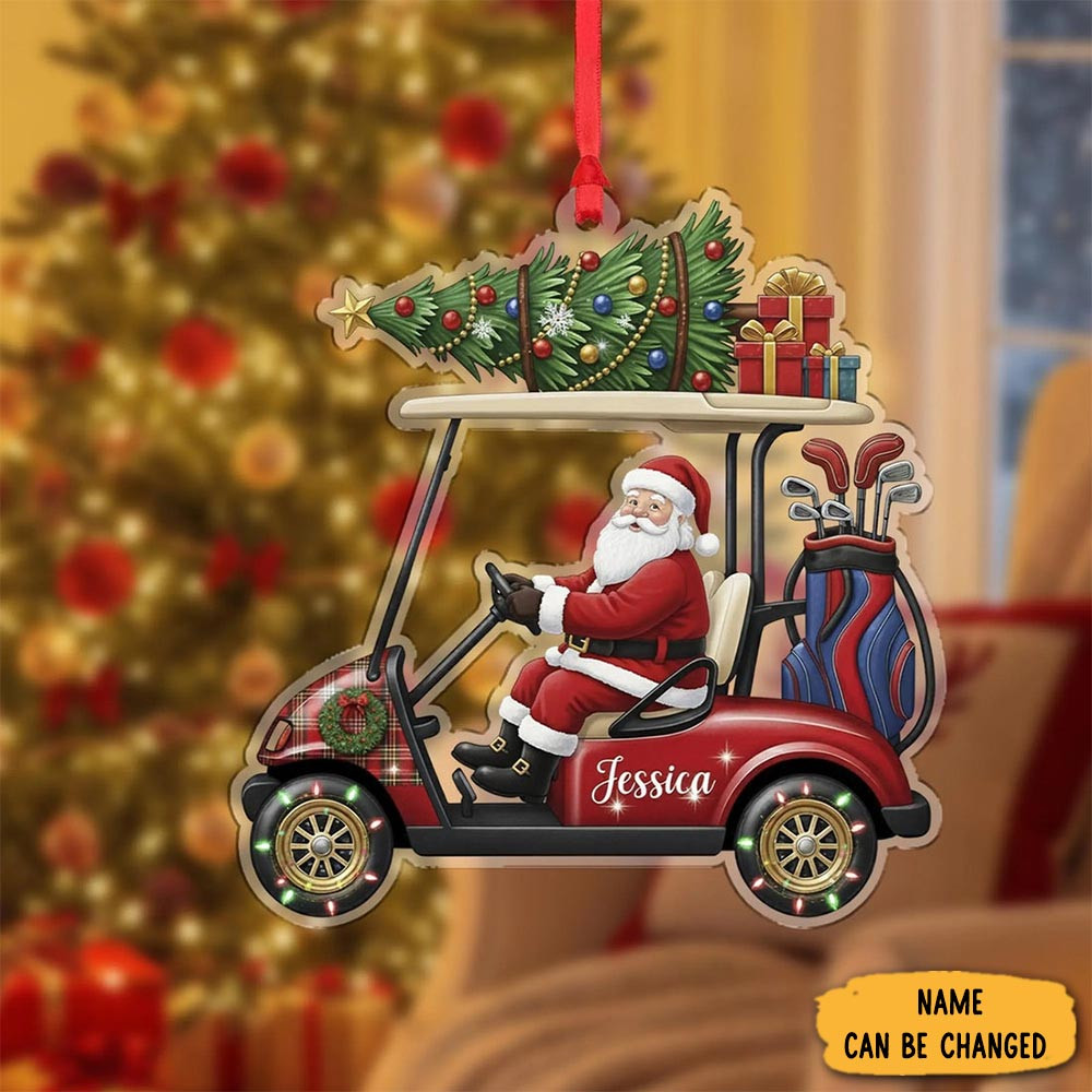 Personalized Santa Golf Cart Christmas Ornament Christmas Indoor Decorations Santa Gifts