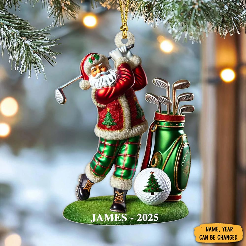 Personalized Santa Golfer Christmas Ornament Christmas Home Decor Secret Santa Gift Ideas