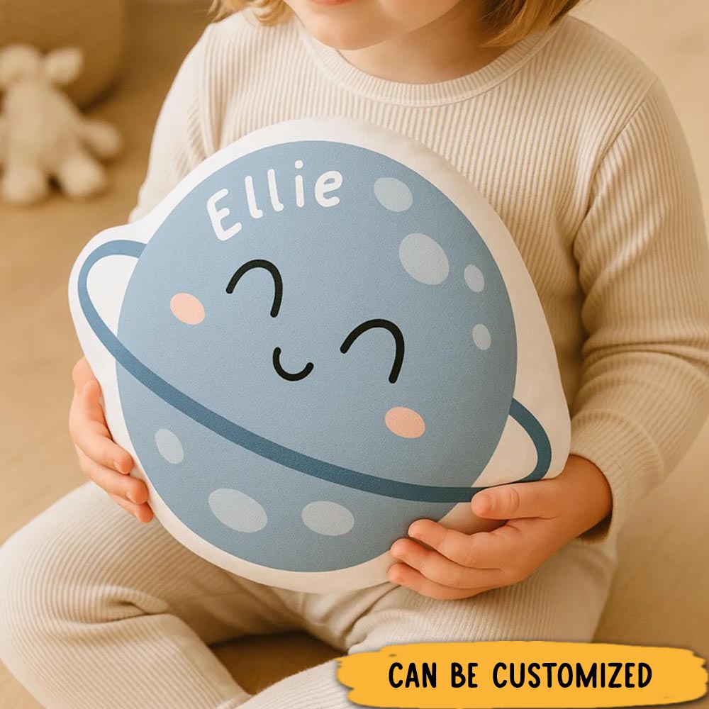 Personalized Saturn Pillow Custom Name Planet Cushion for Kids Room Decor Gifts for Astronomy Enthusiasts