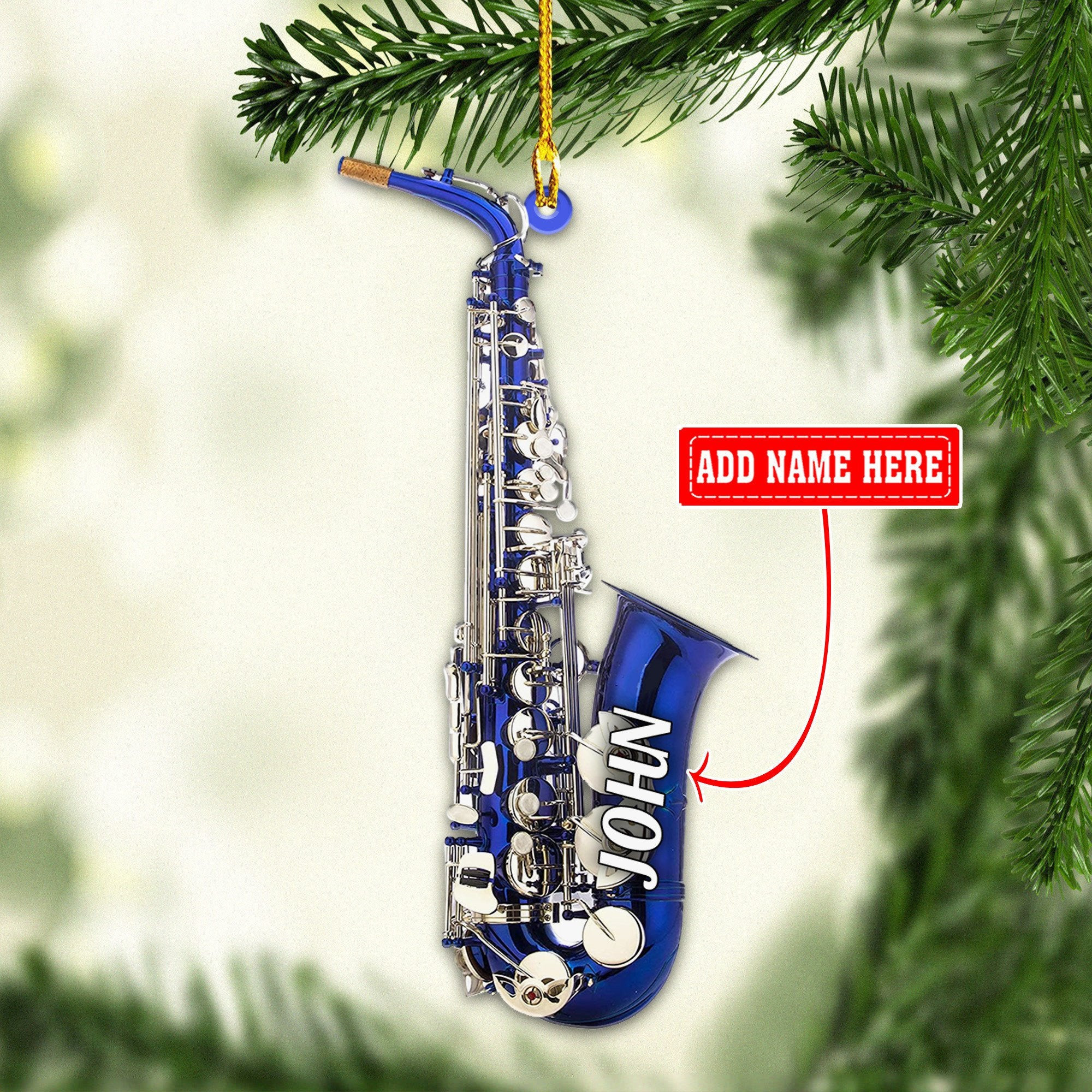 Personalized Saxophone Multi Color Shaped Acrylic Ornaments Christmas Gift for Saxophone Lovers