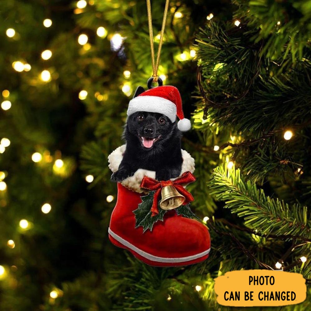 Personalized Schipperke In Santa Boot Christmas Hanging Ornament Unique Ornament Gift For Friends
