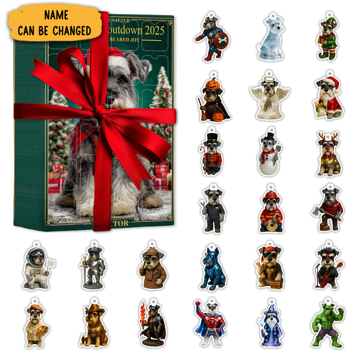 Personalized Schnauzer Advent Calendar Home Decor Animal Advent Calendar Xmas Dog Gifts