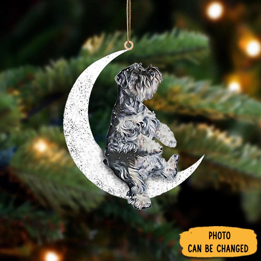 Personalized Schnauzer Sit On The Moon Ornament Heartwarming Family Ornament Keepsake