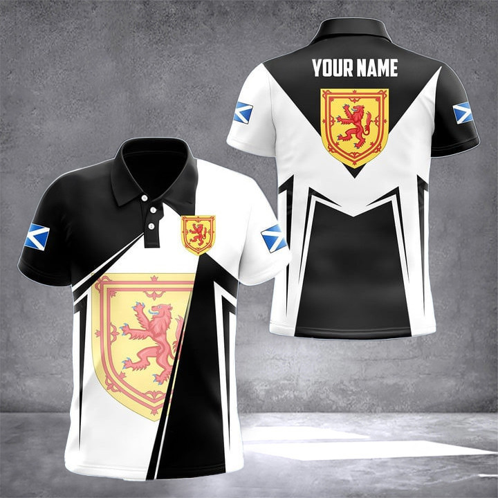 Personalized Scotland Coat Of Arms Emblem Polo Shirt Scotland Heraldry Swedish Mens Gift