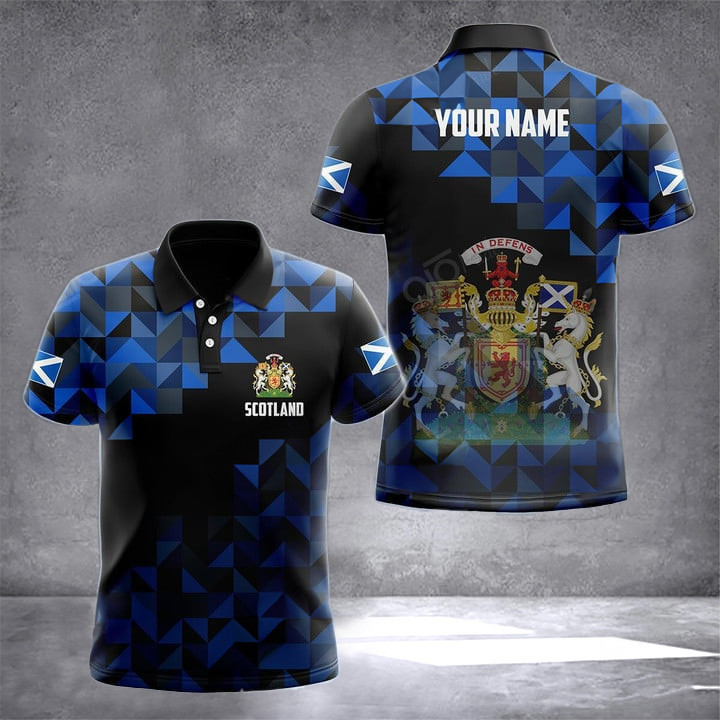 Personalized Scotland Coat Of Arms Polygon Polo Shirt Scotland Heraldry Swedish Flag