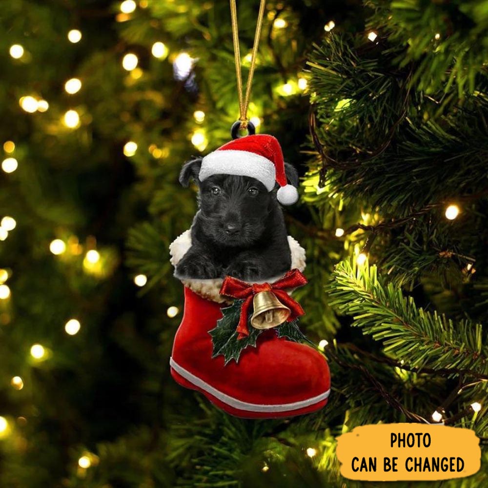 Personalized Scottish Terrier In Santa Boot Christmas Hanging Ornament Warm Ornament Gift For Family