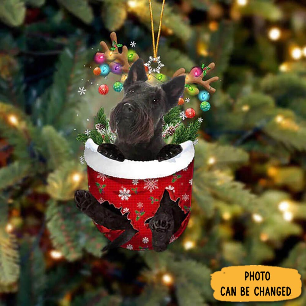 Personalized Scottish Terrier In Snow Pocket Christmas Ornament Unique Thanksgiving Ornament Idea
