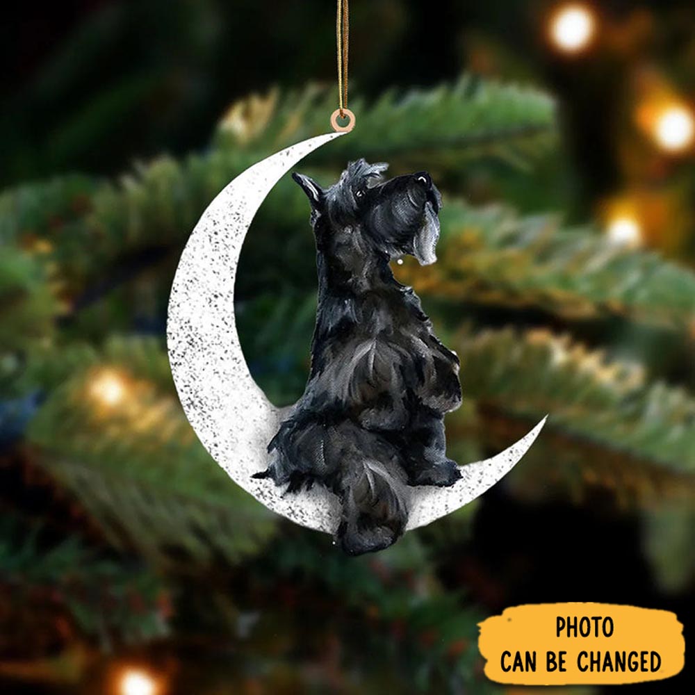 Personalized Scottish Terrier Sit On The Moon Ornament Joyful Holiday Season Ornament Gift