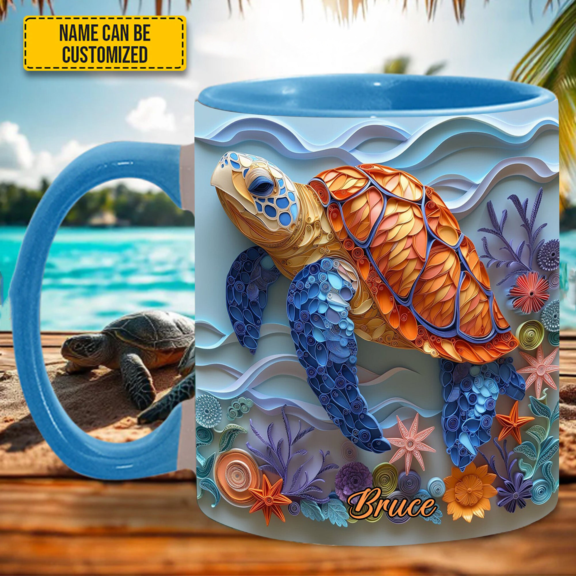 Personalized Sea Turtle Mug Ocean Life Design Coffee Mug Best Gifts For Turtle Lovers