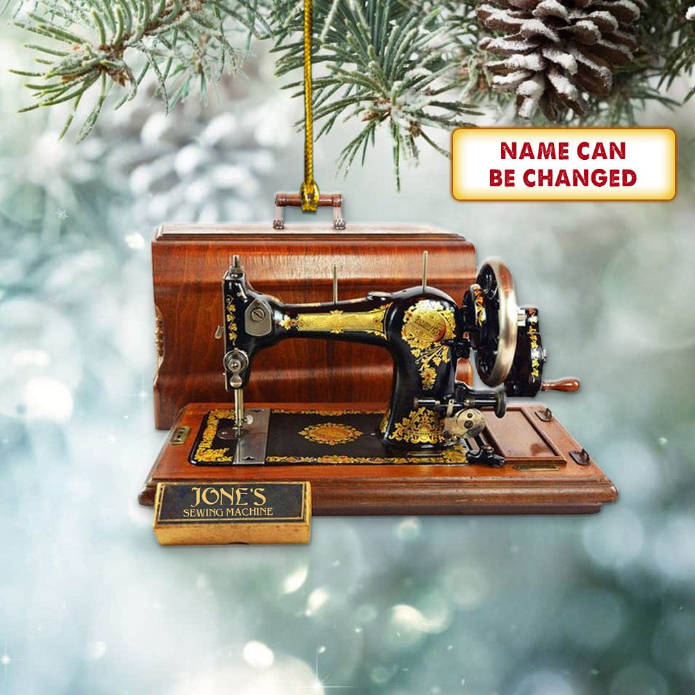 Personalized Sewing Machine Custom Shaped Acrylic Ornament for Sewers Two Sides Printed Ornament