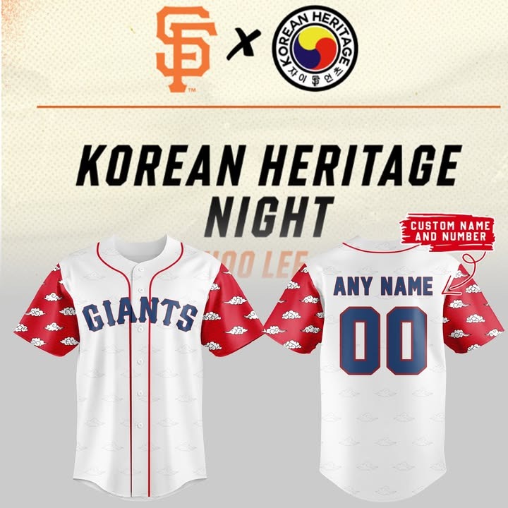 Personalized SF Giants Korean Heritage Celebration Baseball Jersey Unique Gifts For Baseball Fans