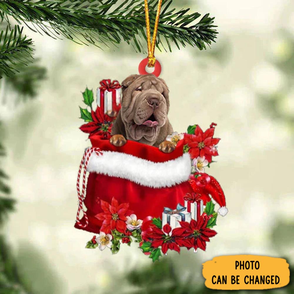 Personalized Shar Pei In Gift Bag Christmas Ornament Meaningful Christmas Ornament Gift
