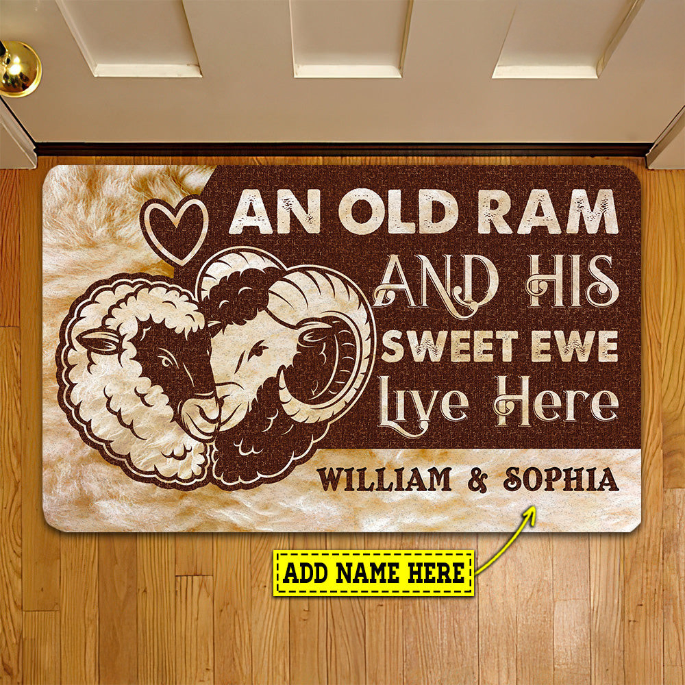 Personalized Sheep Doormat An Old Ram His Sweet Ewe Live Here Gift For Sheep Lovers New Home Gift Housewarming Gift Sheep Decor