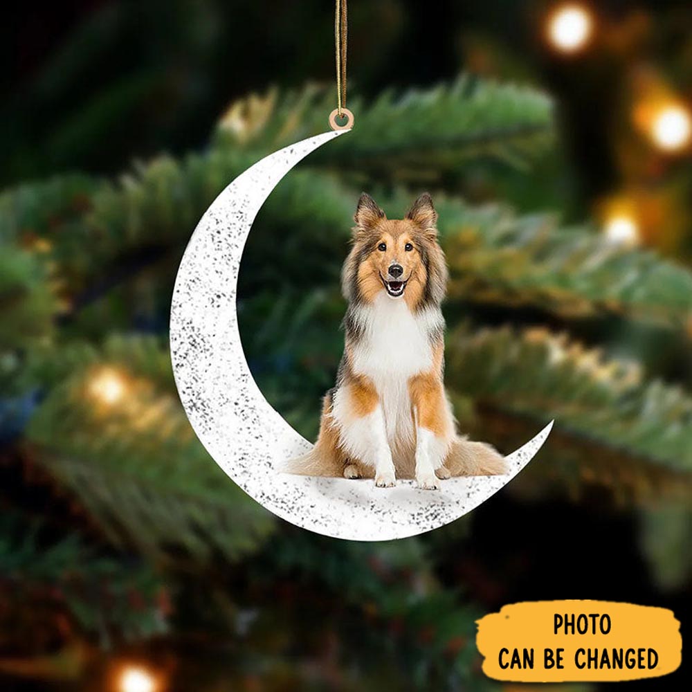 Personalized Shetland Sheepdog Sit On The Moon Ornament Charming Mother's Day Ornament