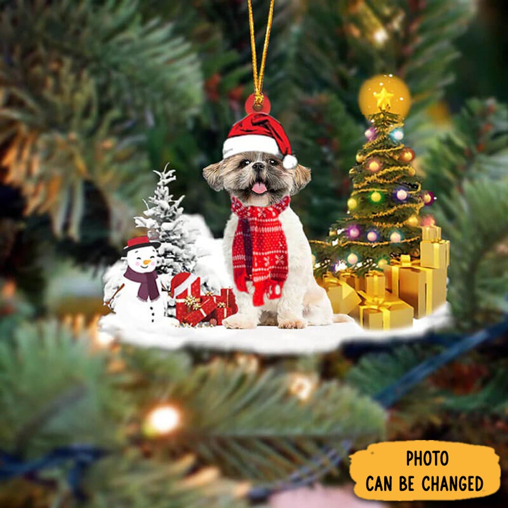 Personalized Shih Tzu Christmas Ornament Joyful Holiday Season Ornament Gift