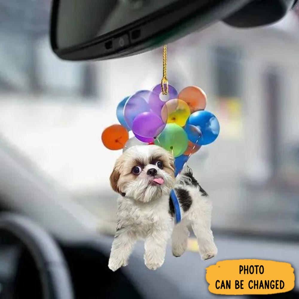 Personalized Shih Tzu Fly With Bubbles Car Hanging Ornament Memorable Anniversary Ornament Keepsake
