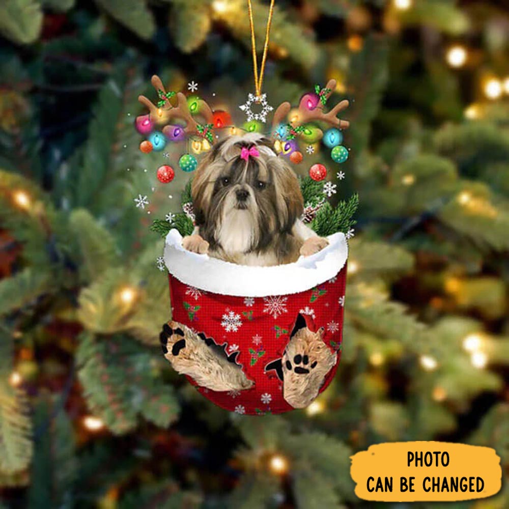 Personalized Shih Tzu In Snow Pocket Christmas Ornament Warm Ornament Gift For Family