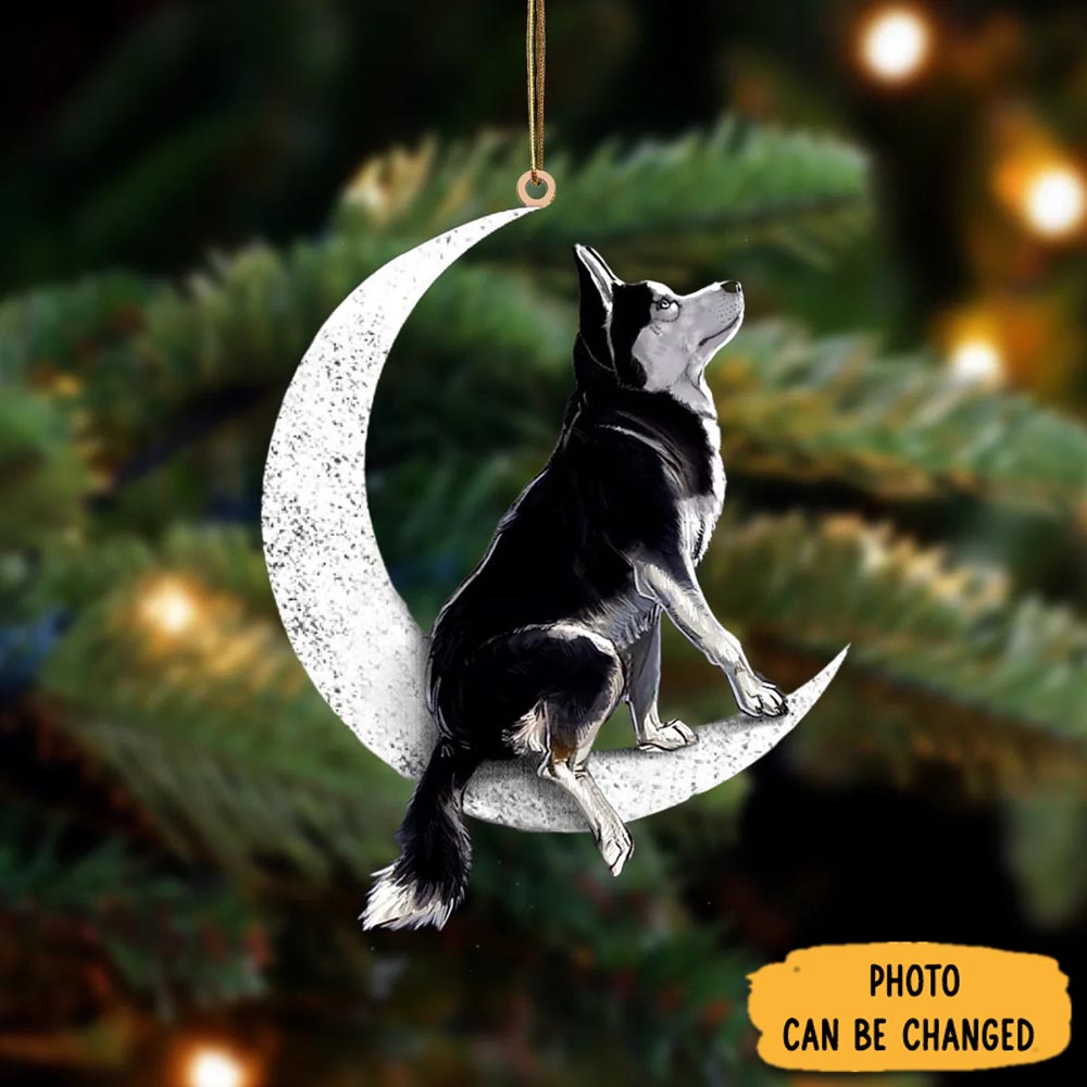 Personalized Siberian Husky Sit On The Moon Ornament Thoughtful Ornament Gift For Dad
