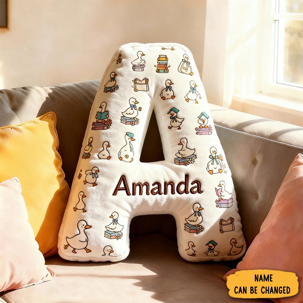 Personalized Silly Goose Reading Throw Pillow Animal Themed Pillow For Couch Bookish Xmas Gifts