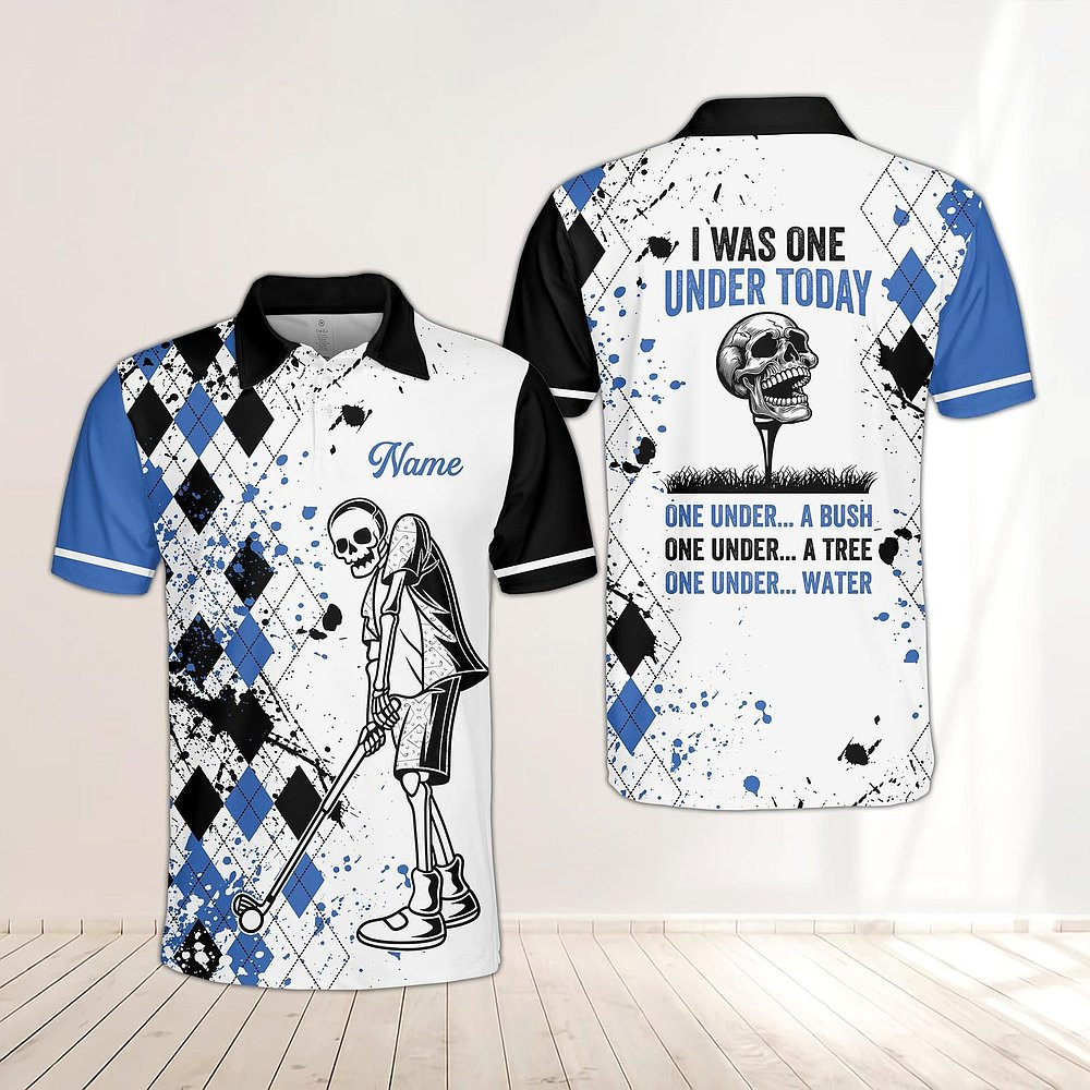 Personalized Skeleton Golf Polo Shirt Argyle Golf Team Polo Gifts For Dad