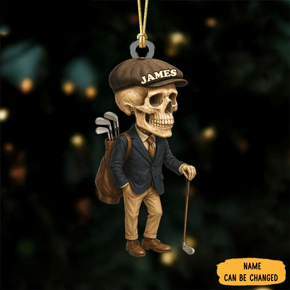 Personalized Skeleton Golfer Christmas Ornament Home Decor Christmas Gifts For Grandpa