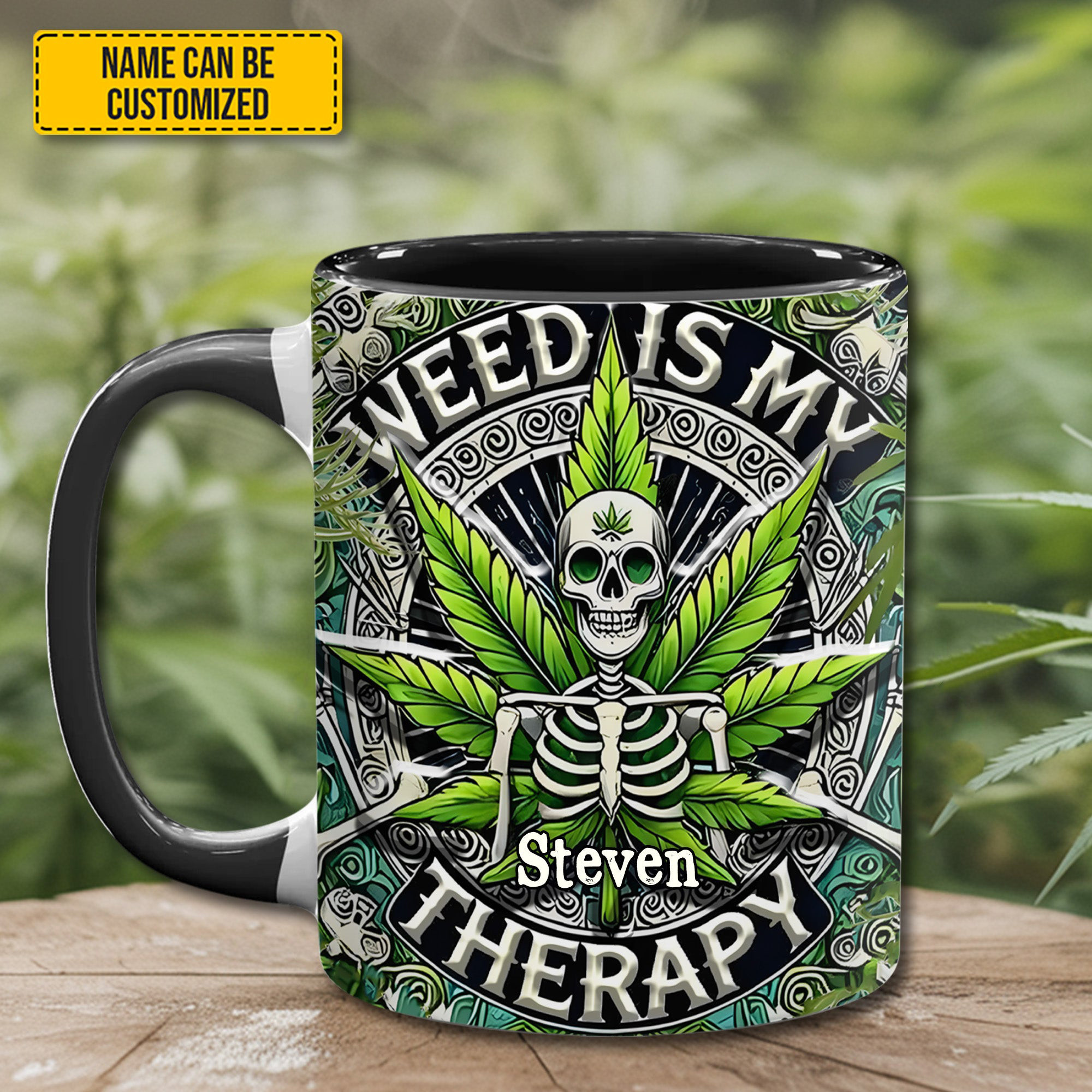 Personalized Skeleton Mug Weed Is My Therapy Mug Gifts For Skeleton Lovers