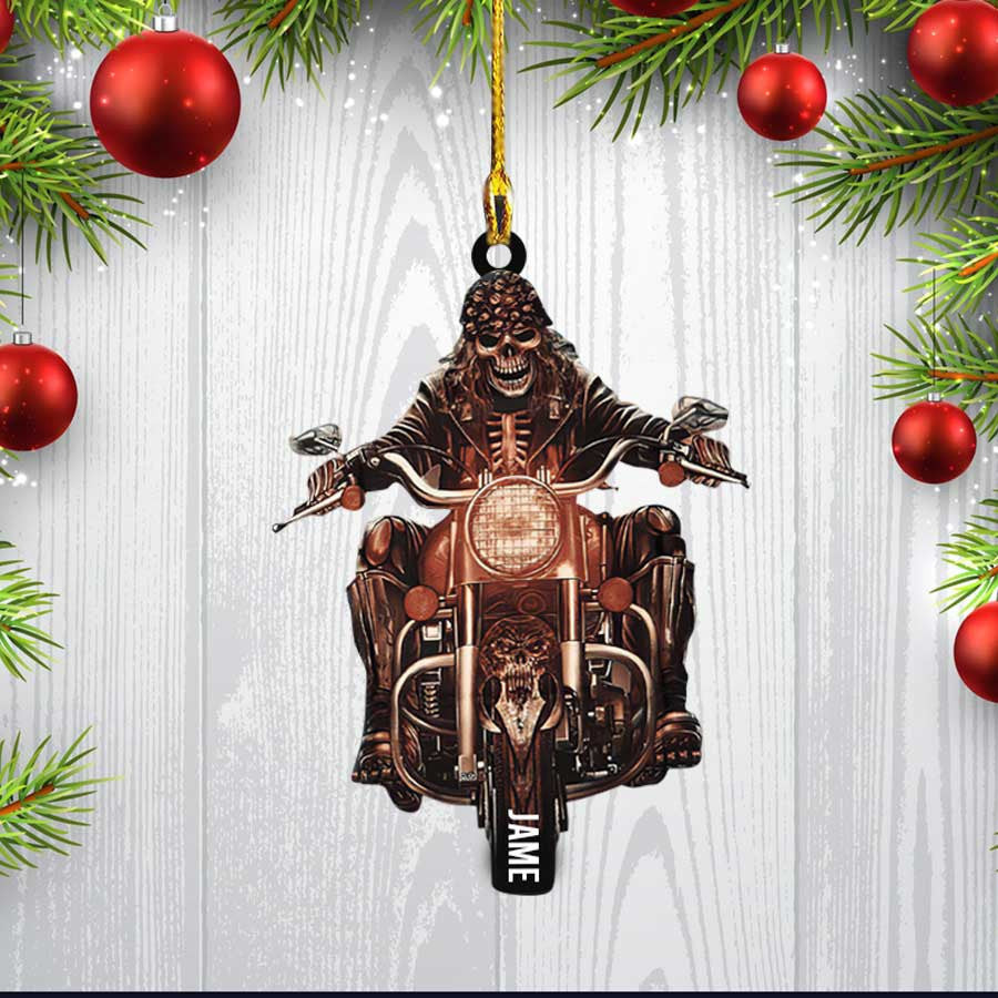 Personalized Skull Burn Rubber Motorcycle Acrylic Ornament Flat Ornament for Skull Lovers