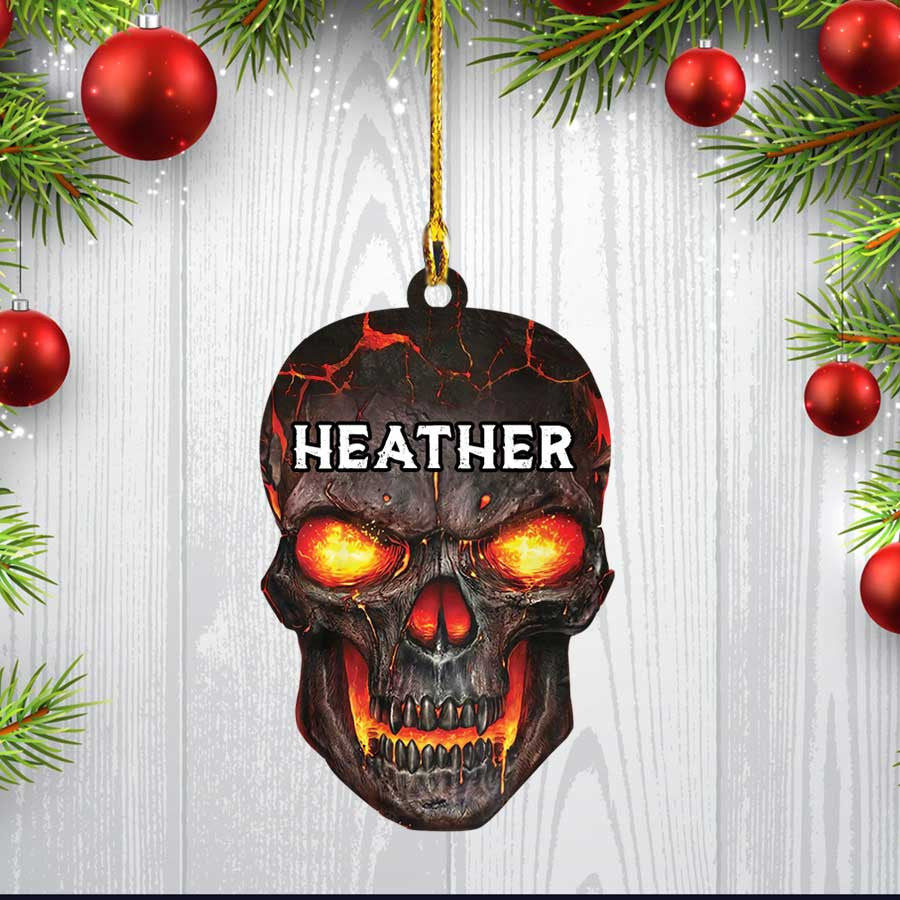 Personalized Skull Ornament Custom Name Flat Acrylic Ornament for Skull Lover