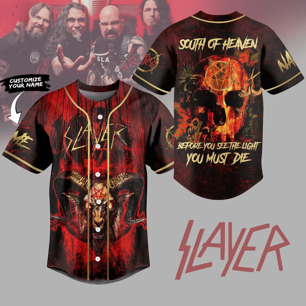 Personalized Slayer South Of Heaven Before You See The Light You Must Be Baseball Jersey Best Gifts For Music Lovers