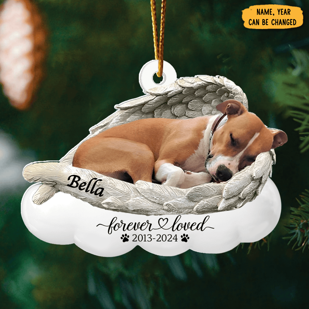 Personalized Sleeping Dog With Angel Wings Christmas Ornament Xmas Decor Dog Owner Presents