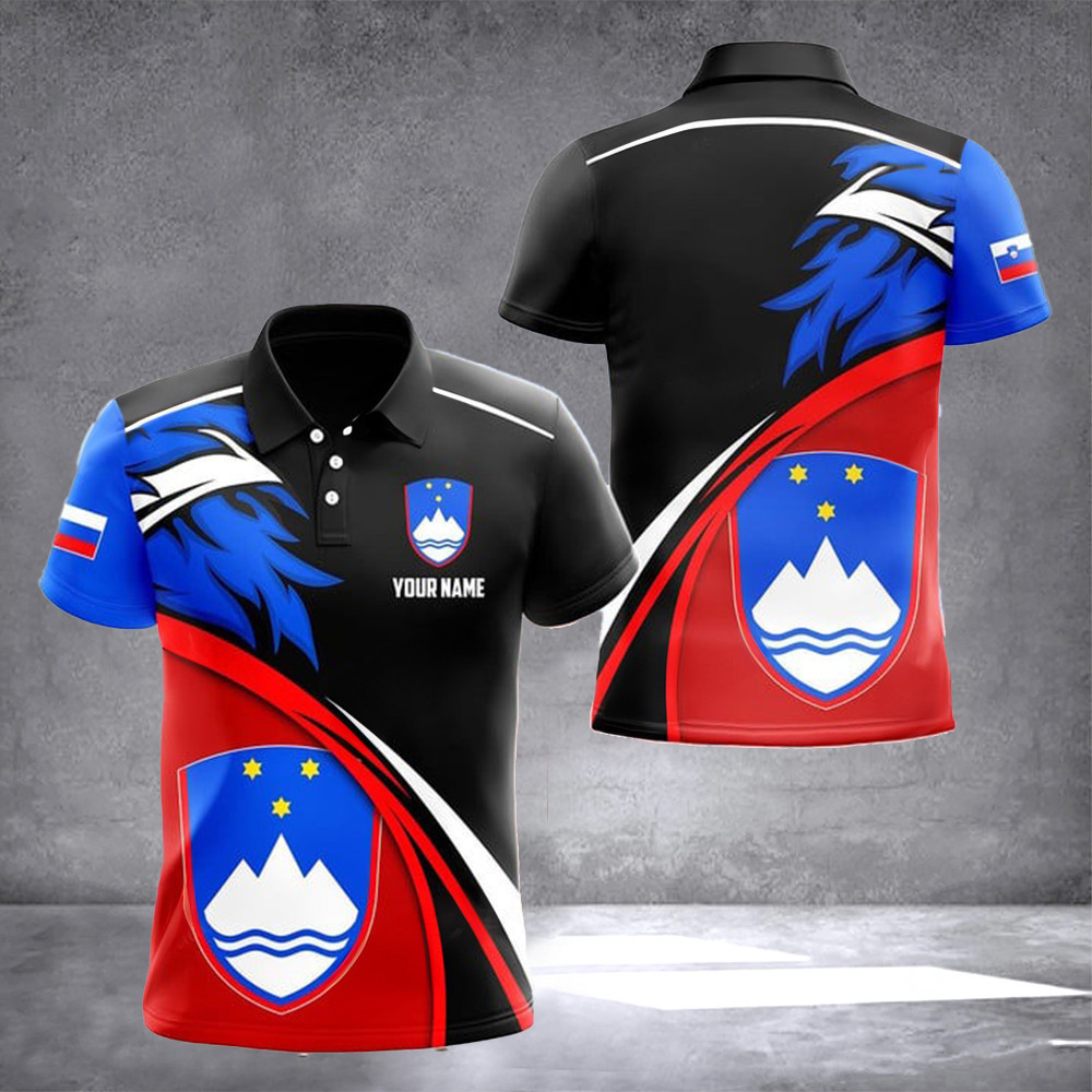 Personalized Slovenia Coat Of Arms Polo Shirt Slovenia Flag Crest Emblem Clothing Gift