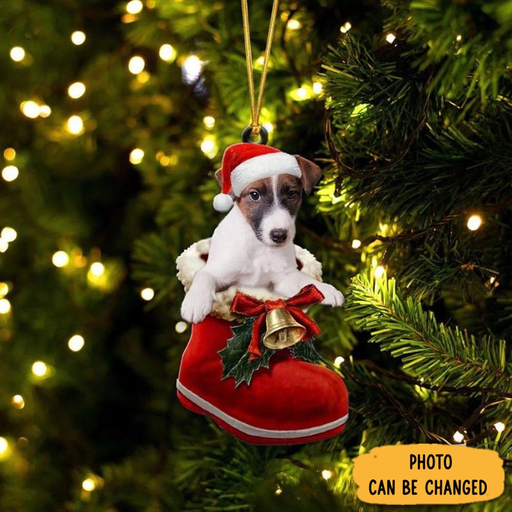 Personalized Smooth Fox Terrie In Santa Boot Christmas Hanging Ornament Perfect Ornament Gift For Her
