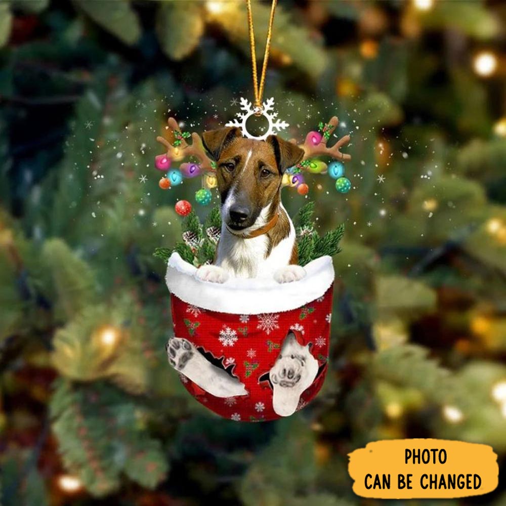 Personalized Smooth Fox Terrier Dog In Snow Pocket Christmas Ornament Lovely New Year Ornament Keepsake