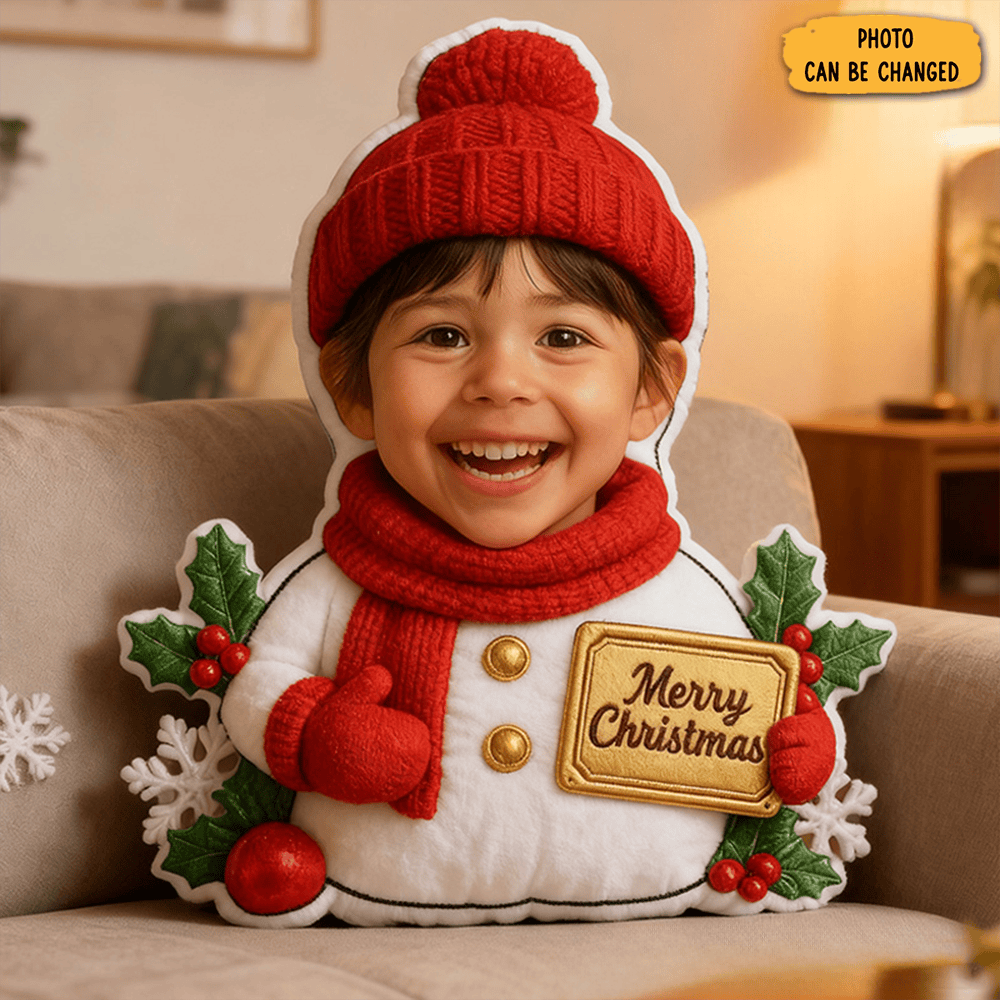 Personalized Snowman Santa Hat Custom Name Soft Decorative Gift Holiday Style Cozy Winter Home Warm Christmas Joy Magic Graphic 3d Print Pillow
