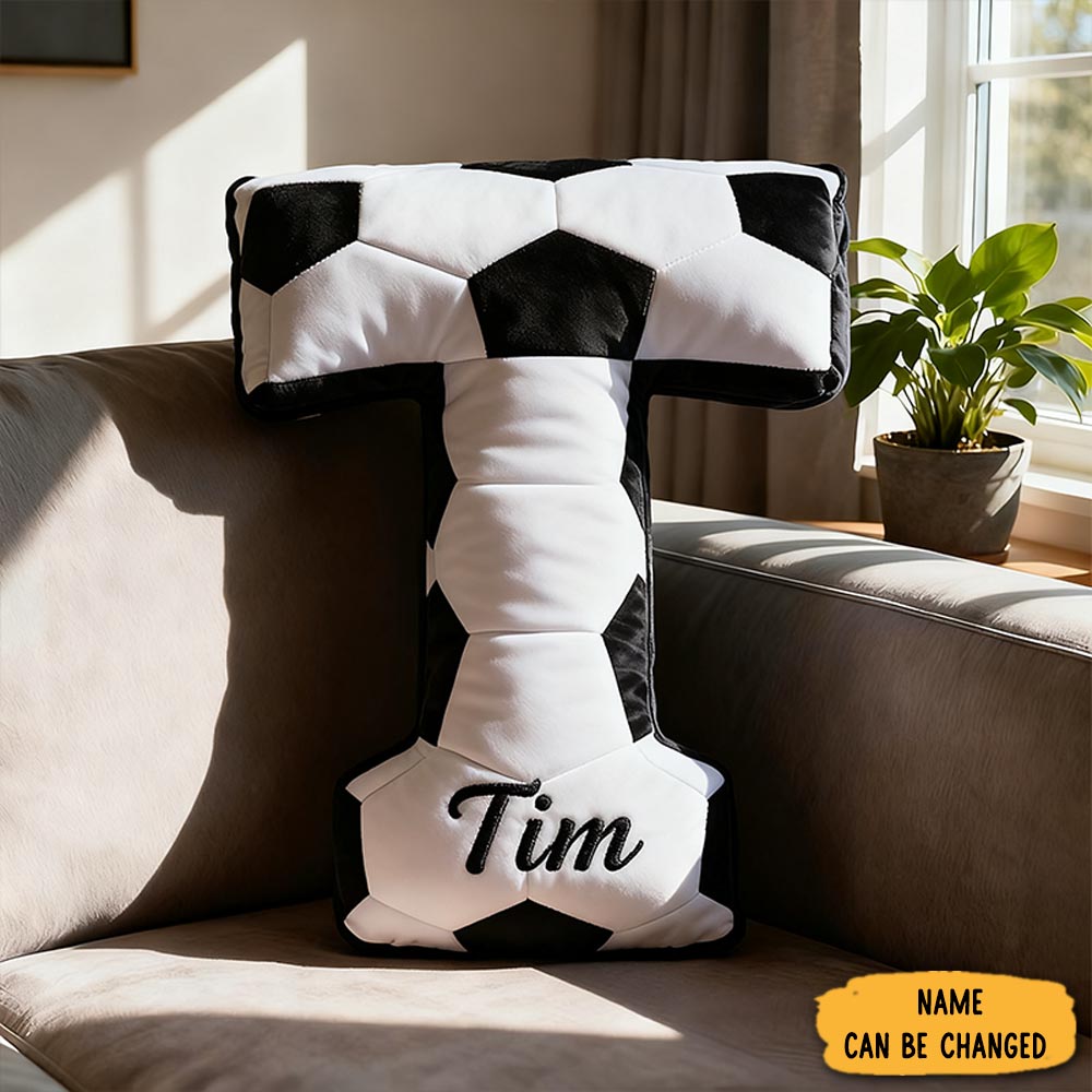 Personalized Soccer Ball Letter Pillow Sport Themed Couch Pillows Soccer Player Gifts