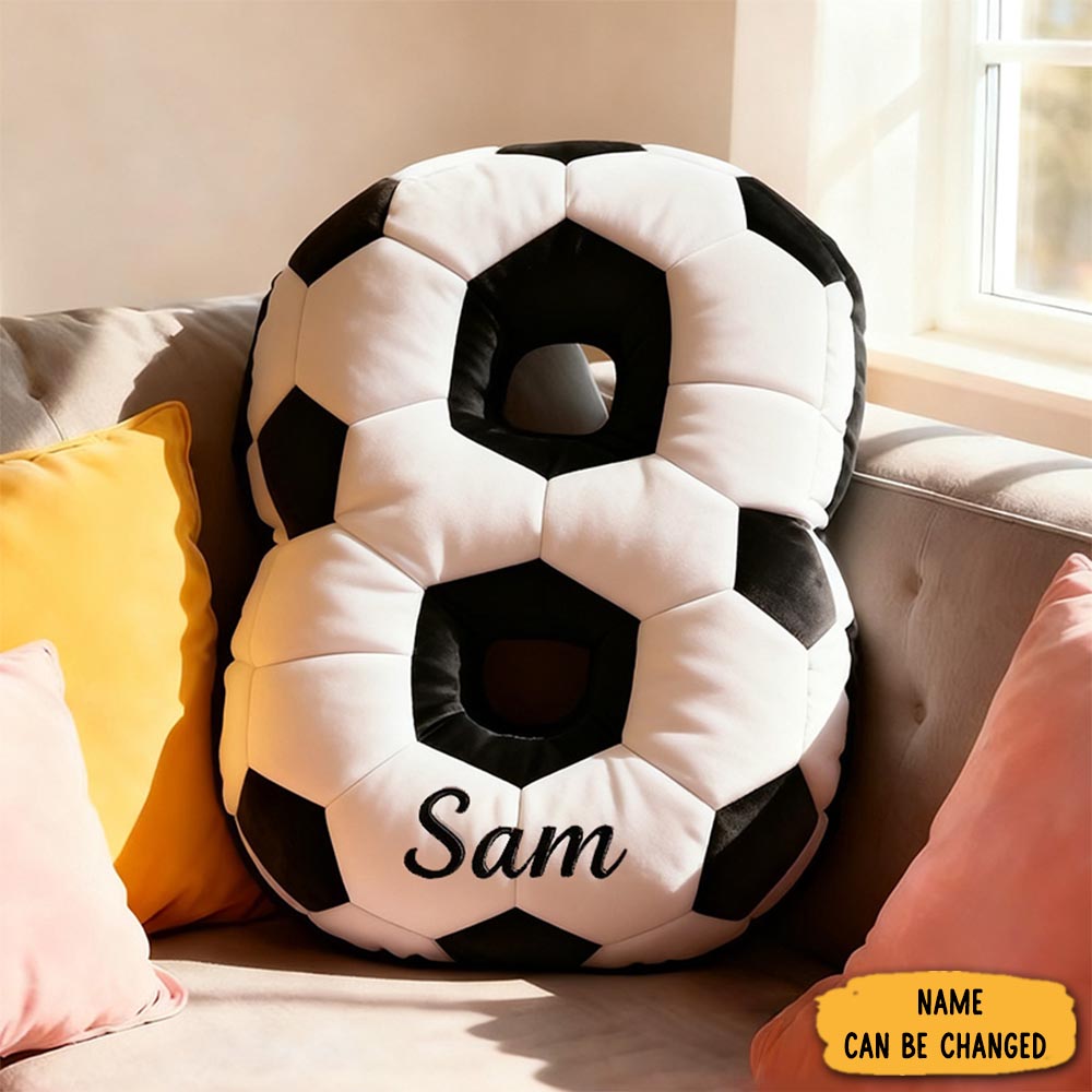 Personalized Soccer Ball Number Pillow Sport Themed Home Decor Gifts For Soccer Lovers