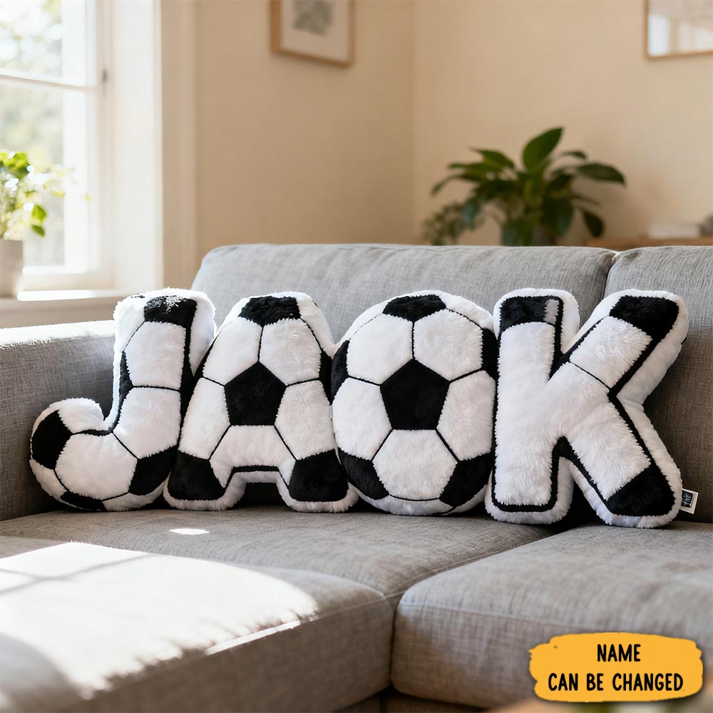 Personalized Soccer Name Pillow Room Accent Cushion Home Decor Soccer Players Gifts