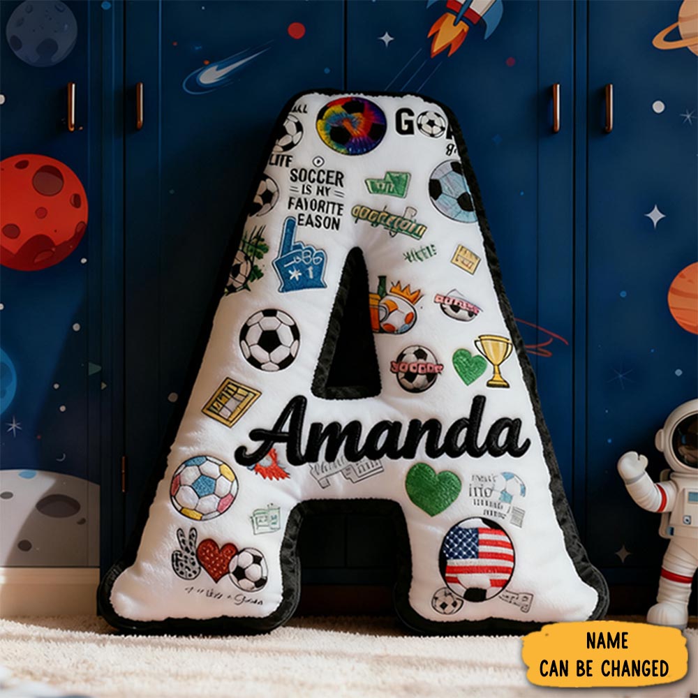 Personalized Soccer Themed Letter Pillow Sport Themed Pillow Gifts For Soccer Enthusiasts