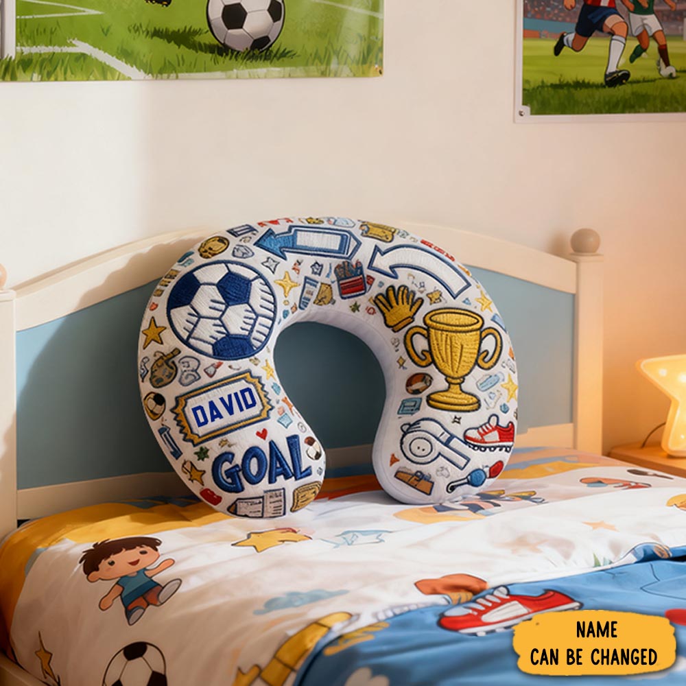 Personalized Soccer Themed U Shaped Pillow Funny Design Pillow Gifts For Soccer Fans